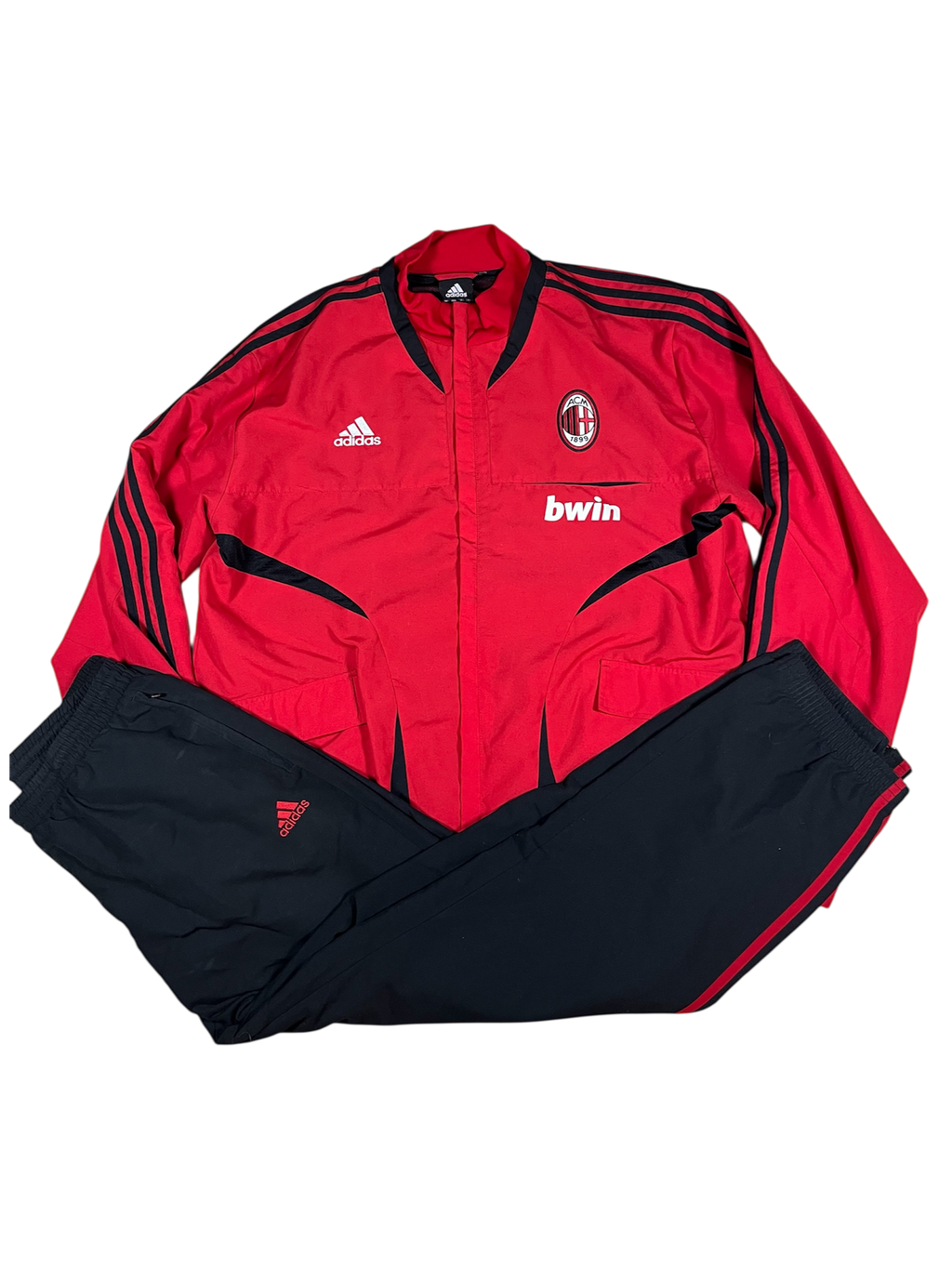 AC Milan Tracksuit – Red Top / Black Pants – Size L Pants no logo