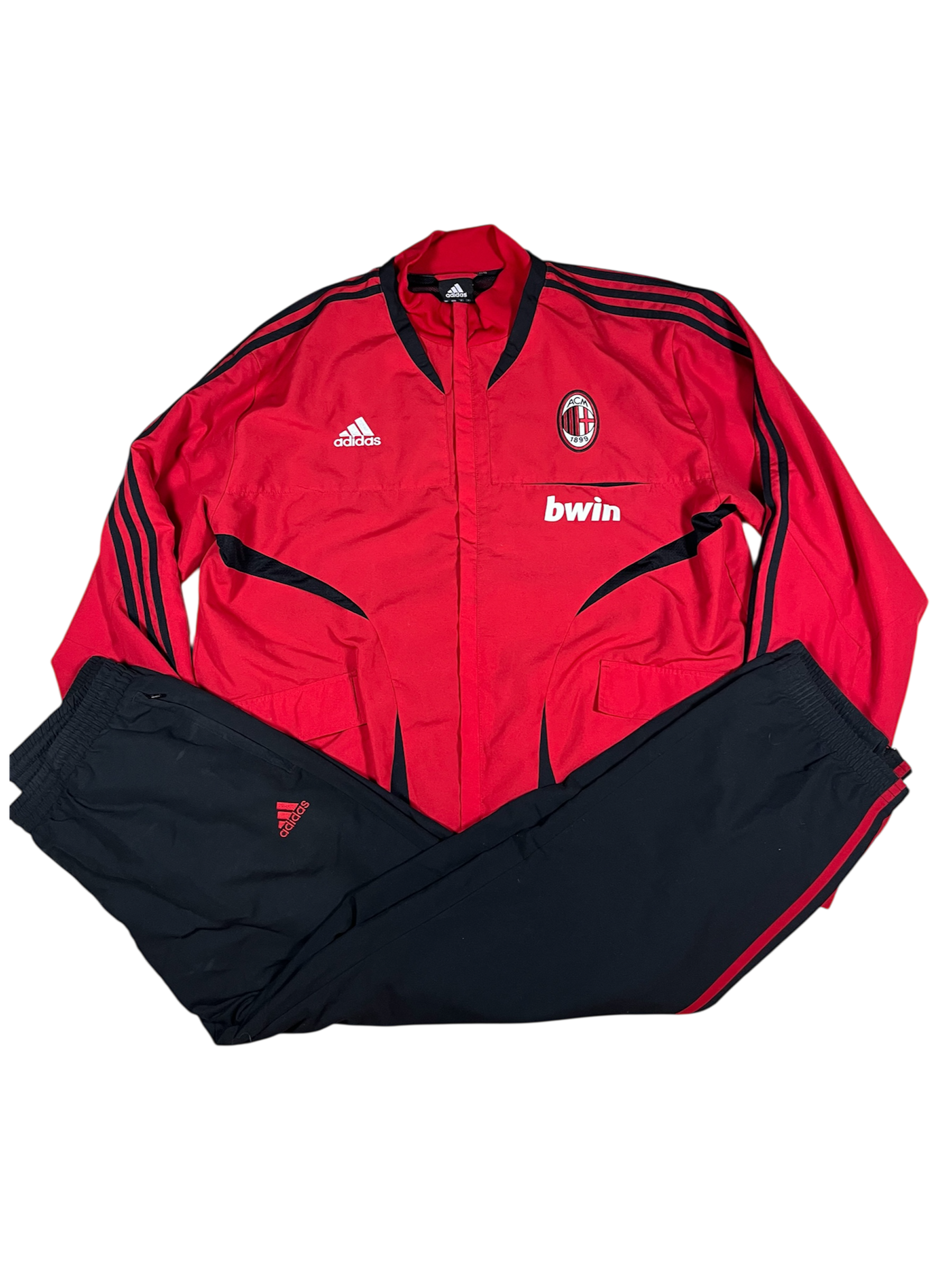 AC Milan Tracksuit – Red Top / Black Pants – Size L Pants no logo