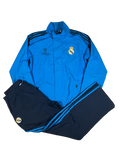 Real Madrid Tracksuit – Baby Blue Top / Dark Blue Pants – Size L Logo Damage