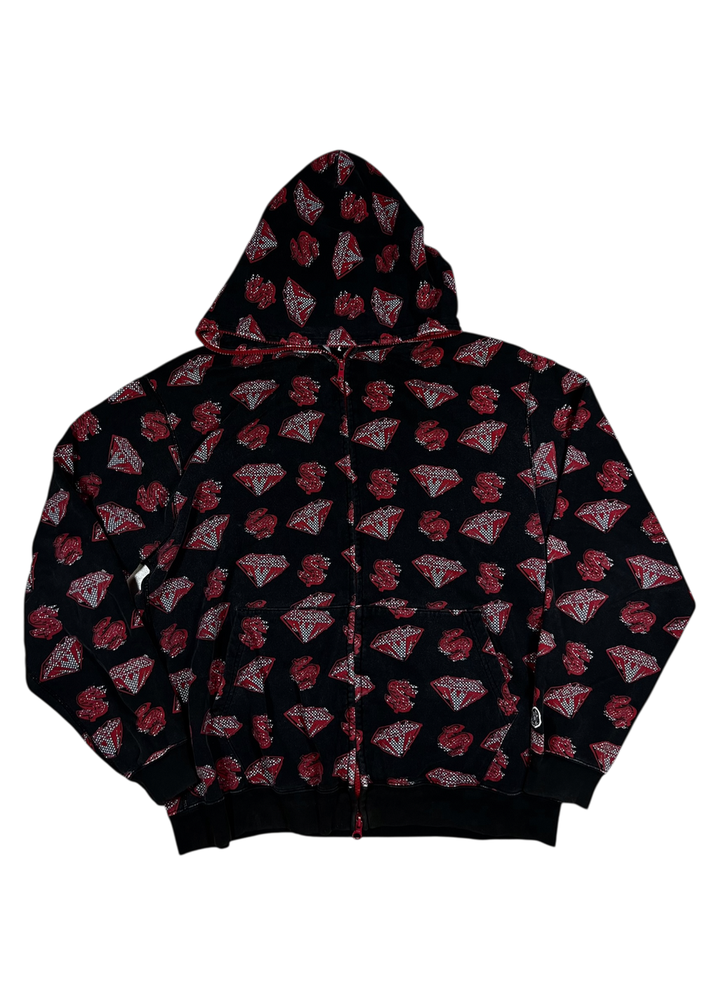 OG Billionaire Boys Club Ice Cream  Zip-Up Hoodie – Black / Red – Size L