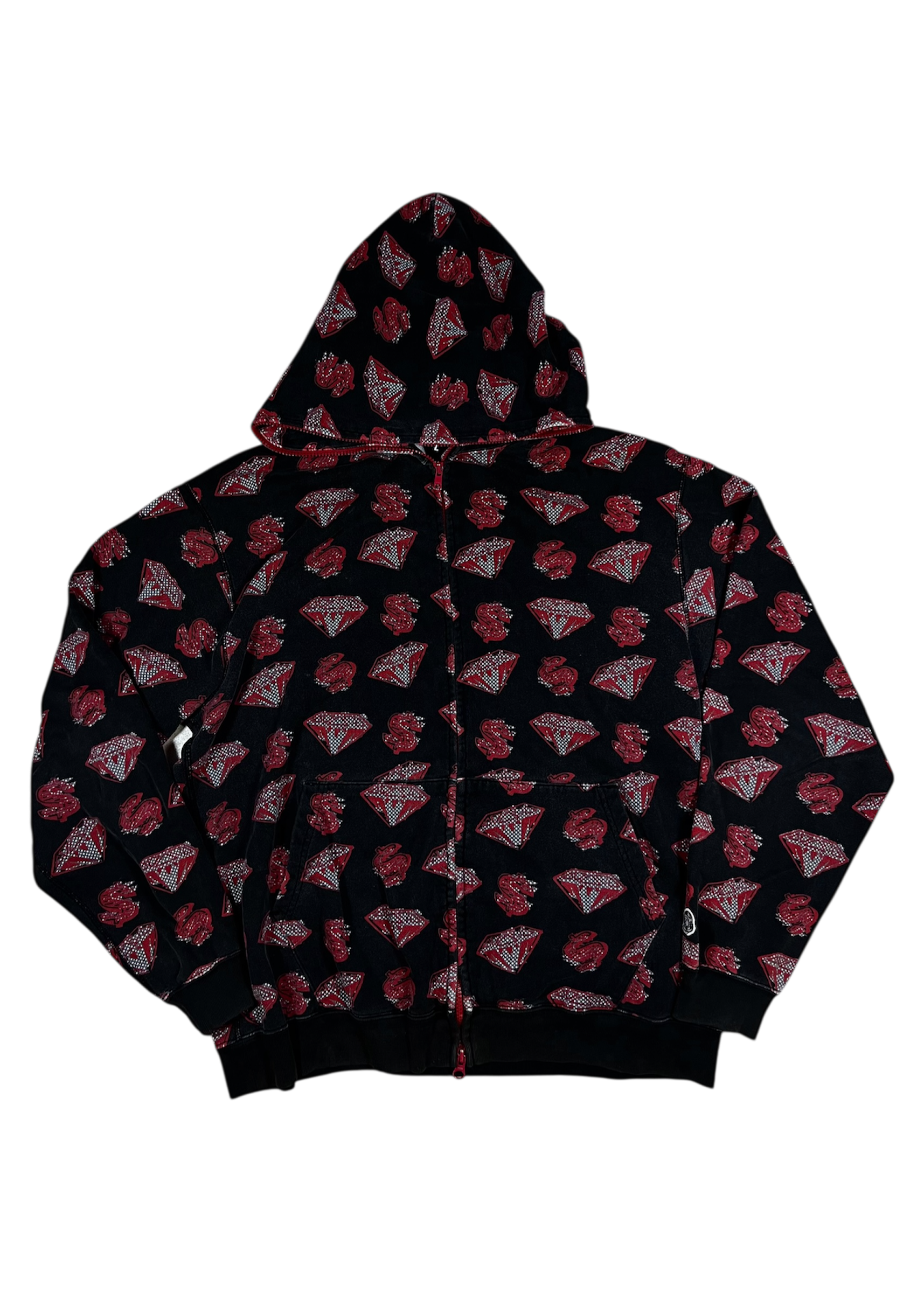 OG Billionaire Boys Club Ice Cream  Zip-Up Hoodie – Black / Red – Size L