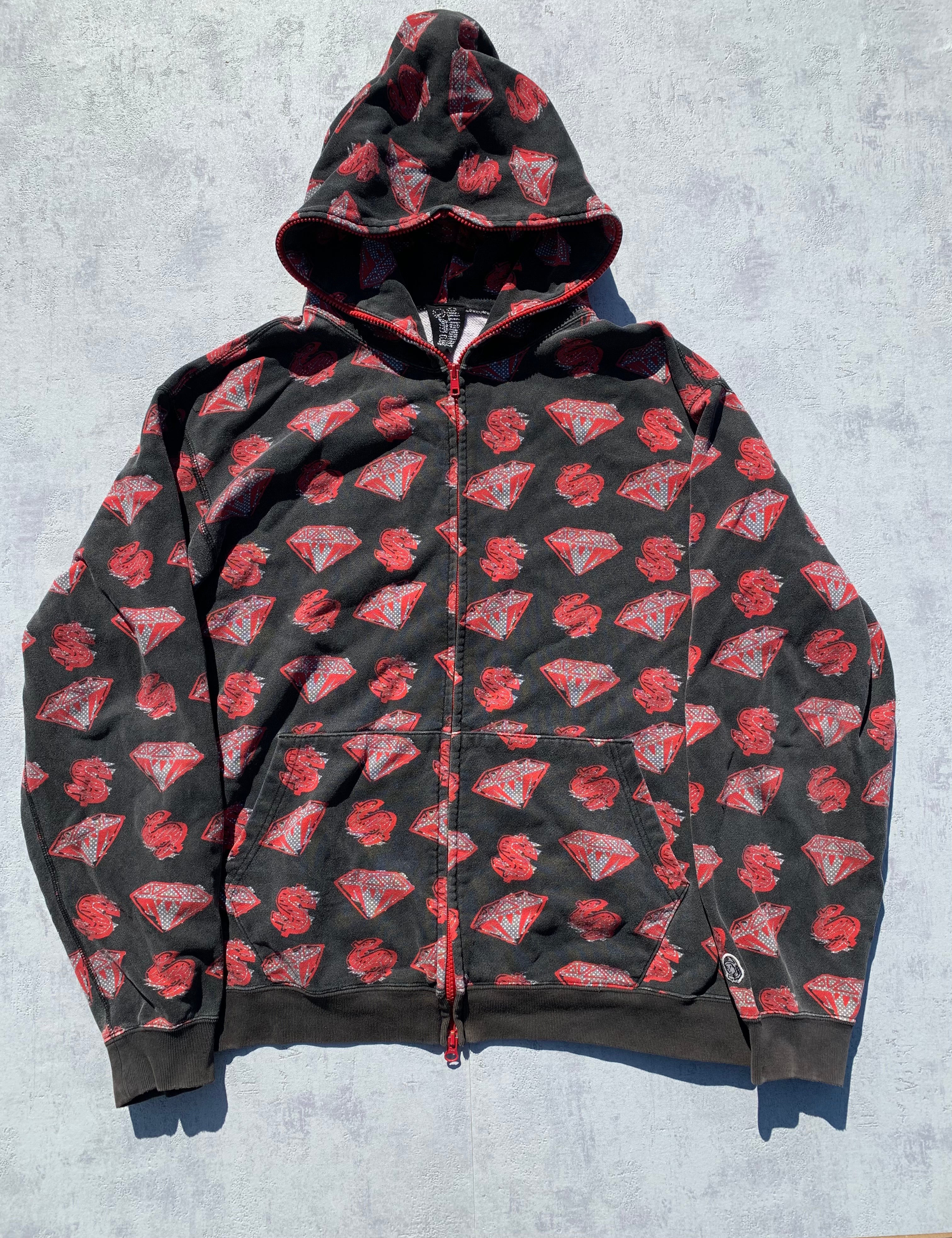 OG Billionaire Boys Club Ice Cream  Zip-Up Hoodie – Black / Red – Size L